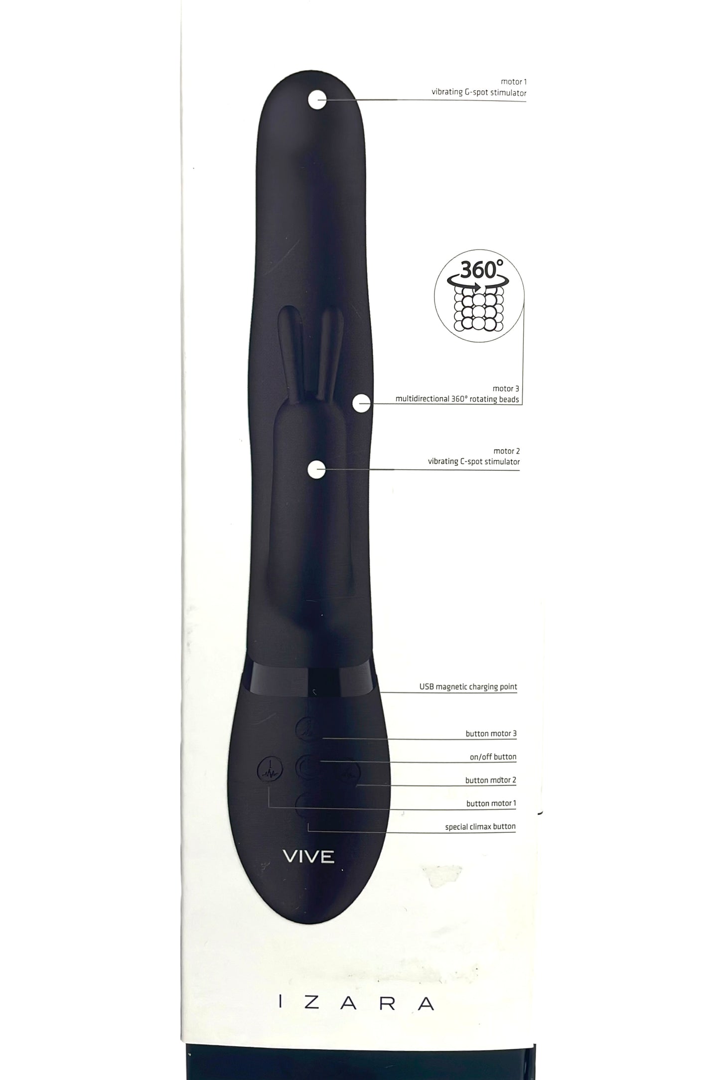 Izara - Vibrador de conejo con cuentas giratorias
